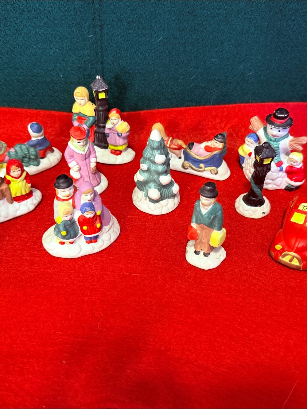 Hand-Painted Ceramic Christmas Village Figurine Set - Multi-Color